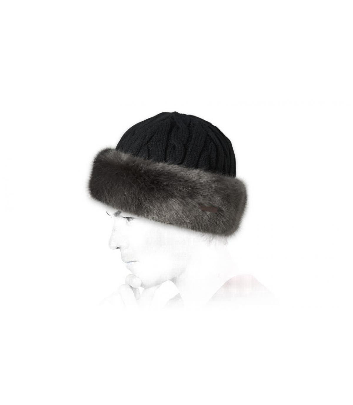 Gorro bandeau fourrure gris